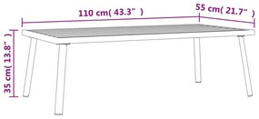 antracitszürke acél kerti dohányzóasztal 110 x 55 x 35 cm