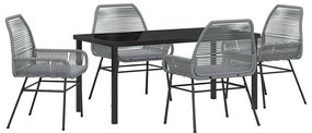 vidaXL Kert étkező szett párnával 5 pcs Szürke polirattan