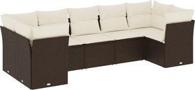 vidaXL 7 részes barna polyrattan kerti ülőgarnitúra párnákkal
