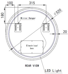 Kerek Led tükör Ø60cm Welland Alpha | Fényerő + színhőfok állítás