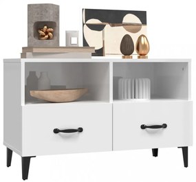 fehér magasfényű szerelt fa TV-szekrény 80x36x50 cm