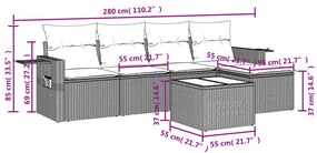 6 részes bézs polyrattan kerti ülőgarnitúra párnával