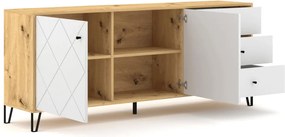 Komód 183 cm Artisan tölgy / fehér színkombinációban - BACARDI