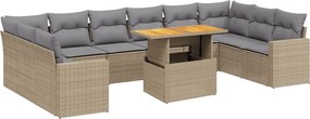 vidaXL 11 részes bézs polyrattan kerti ülőgarnitúra párnákkal