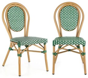 Montpellier GR, bisztró szék, egymásra rakhatók, alumínium keret, polyrattan, zöld