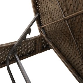 barna polyrattan dupla napozóágy párnával