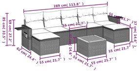 8 részes szürke polyrattan kerti ülőgarnitúra párnákkal