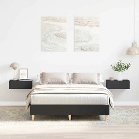fekete szerelt fa ágykeret matrac nélkül 135 x 190 cm