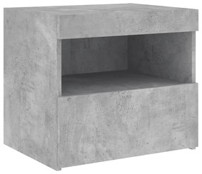 2 db betonszürke éjjeliszekrény LED-fényekkel 50x40x45 cm
