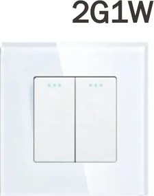 Villanykapcsoló 2G1W Dupla Mechanikus Üveg Keret FI60 Fehér Szett