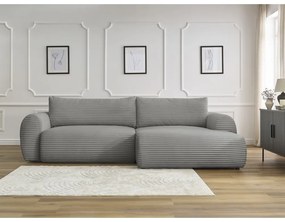 Sötétszürke kordbársony kinyitható sarokkanapé (jobb oldali) Lucien – Bobochic Paris