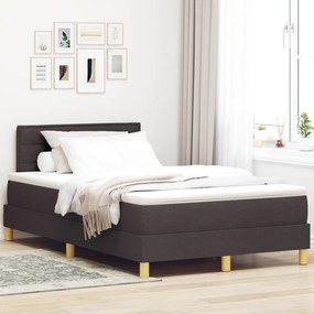 Box Spring Ágy matraccal és LED világítással Sötétbarna 120x200 cm Szövet