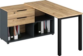 Sarok PC-asztal, grafit/artisan tölgy, KLAUDIUS TYP 8