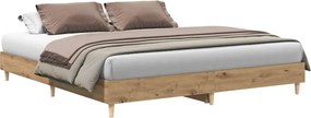 vidaXL kézműves tölgy szerelt fa ágykeret matrac nélkül 200x200 cm
