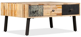 tömör újrahasznosított tíkfa dohányzóasztal 90 x 65 x 40 cm