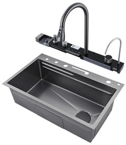 Catania multifunkciós rozsdamentes mosogató digitális csapteleppel