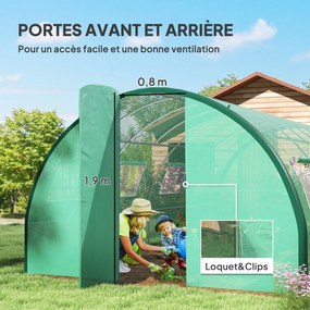 Outsunny Kert Tunneles Üvegház, Tunneles Üvegház 18 m², 8 ablakkal és 2 nyitható ajtóval, PE borítással, megerősített galvanizált vas szerkezet, 6 x 3
