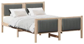 Ágykeret barna és sötétszürke 140 x 190 cm Tömör fenyőfa