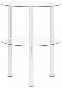 2 szintes átlátszó edzett üveg kisasztal 38 cm