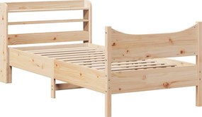 vidaXL tömör fenyőfa ágykeret fejtámlával 90 x 200 cm