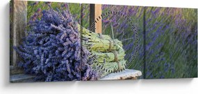 Kép - Levendula csokrok (órával) (90x30 cm)