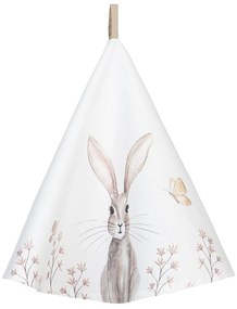 Vintage húsvéti nyuszi mintás kör alakú pamut konyharuha dia 80cm Rustic Easter Bunny