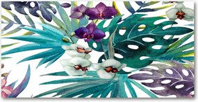 Konyhai panel Trópusi virágok 140x70 cm Ragasztó