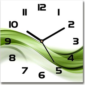 Csendes üveg falióra Zöld hullám 30x30cm