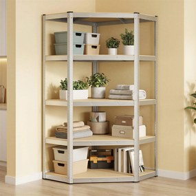 SONGMICS fém sarokpolc, 5 szintes, 875 kg teherbírás, 180 x 90 x 90 cm