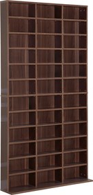 HOMCOM CD/DVD Tároló Polc 1116 CD-nek, 36 Magasságban Állítható Fakkal, 102 x 24 x 195 cm, Barna | Aosom