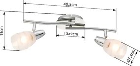 Globo 54985-2 Falikar,fényes króm, szatén üveg, MxSzxH:405x90x190, 2xE14 40W 230V