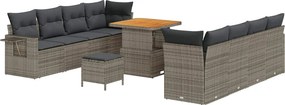 vidaXL Kerti Kanapé Szett tárolóval 11 pcs Szürke Poli rattan