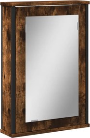vidaXL füstölt tölgy szerelt fa tükrös fürdőszobaszekrény 42x12x60 cm