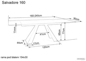 Salvadore bővíthető étkezőasztal kerámia tengerzöld 160-240 cm
