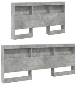 Tároló fejtámla polcokkal tárolóval Beton szürke 150 cm Faanyag