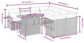 8 részes bézs polyrattan kerti ülőgarnitúra párnával