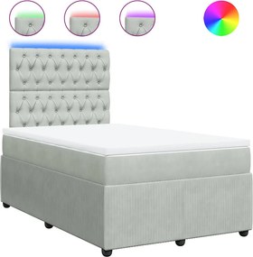 vidaXL világosszürke bársony rugós ágy matraccal 120 x 190 cm