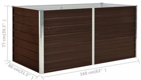 barna kerti magaságyás horganyzott acélból 160 x 80 x 77 cm