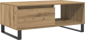 vidaXL kézműves tölgy színű szerelt fa dohányzóasztal 90x50x36,5 cm