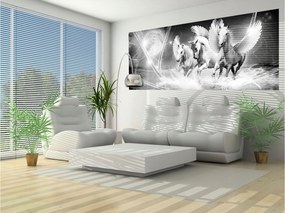 Fotótapéta Fehér lovak Az éjszaka energiája és kecsesség a falon 250x104 +ragasztó