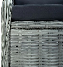 7 részes világosszürke polyrattan kültéri étkezőszett párnákkal