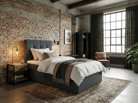 Kárpitozott boxspring ágy DIRELIS VIBE 90x200 cm sötétszürke Matrac: Bonell rugós matrac