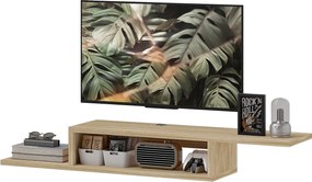 HOMCOM F Floating Wall TV Állvány Polccal - Tölgy | Aosom