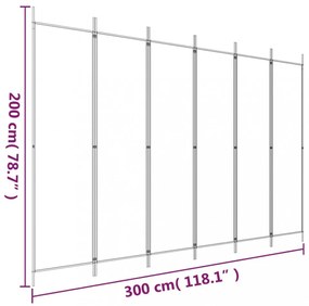6 paneles fekete szövet térelválasztó 300x200 cm