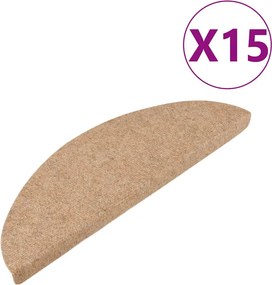vidaXL 15 db bézs öntapadó lépcsőszőnyeg 56x17x3 cm