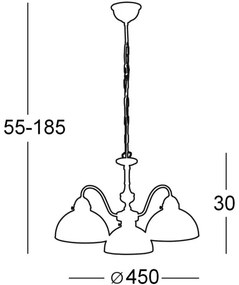 Kolarz 731.83.17 - Csillár láncon NONNA 3xE27/75W/230V kék