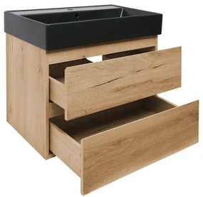 SAT B-Way Fürdőszobaszekrény mosdóval, 2 fiókos 79x50x45 cm matt tölgy BWAY280OAKU2BB