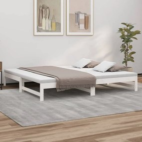 Fehér tömör fenyőfa kihúzható kanapéágy 2x(100x200) cm