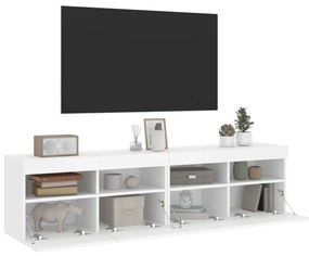2 db fehér falra szerelhető TV-szekrény LED-del 80 x 30 x 40 cm
