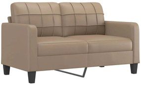 2 személyes cappuccino színű műbőr kanapé díszpárnákkal 140 cm
